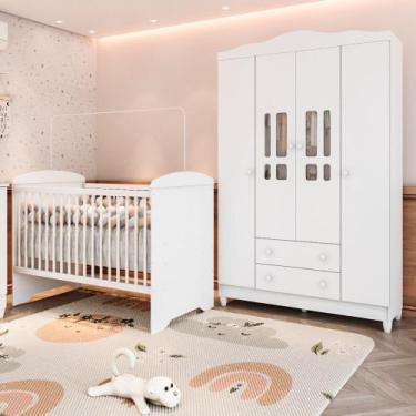 Imagem de Conjunto Quarto Bebê Berço 3EM1 Eloá Guarda Roupa 4 Portas 100% MDF Br