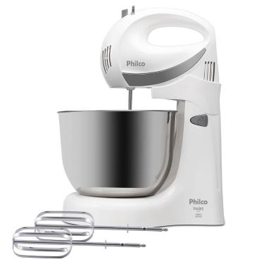 Imagem de Batedeira de Mão Philco Paris Inox 4L 400W 4 Velocidades Branca 110V para Massas Leves e Tigela Inox