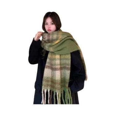 Imagem de Xale De Caxemira De Luxo Feminino, Cachecol Grosso E Quente De Inverno