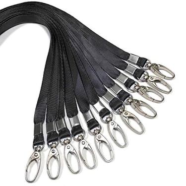 Imagem de Cordão preto com gancho giratório e clipe de cordão de 83,82 cm com cordão de clipe para escritório em volume com cordão plano para crachás de identificação (preto), Preto