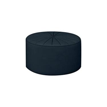 Imagem de Puff Decorativo Sala De Estar Round Veludo Azul Marinho G45 - Gran Belo
