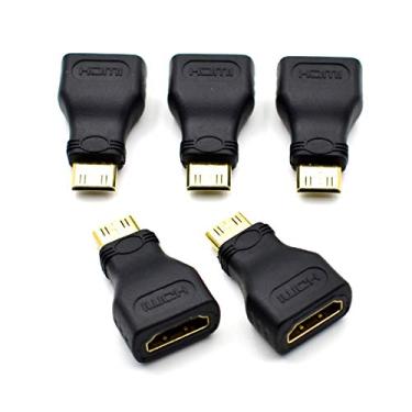 Imagem de Pacote com 5 Mini Adaptador HDMI Banhado a Ouro Mini HDMIi Macho para HDMI fêmea Alta Velocidade HDMI Tipo C para Tipo A Compatível com Raspberry Pi Zero, Câmera, Câmera, DSLR, Tablet, Placa de Vídeo