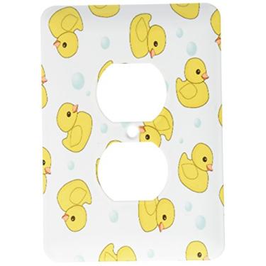 Imagem de 3dRose Lsp_193779_6 Linda capa de tomada de borracha em patos brancos amarelos com 2 plugues de sabão, multicolorida