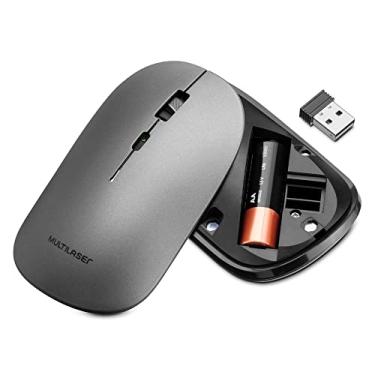 Imagem de Multilaser Mouse sem Fio Slim Conexão Bluetooth e USB 1600DPI Ajustável 4 Botões Clique Silencioso Luz do Leitor Invisível com Pilha Inclusa Grafite – MO333