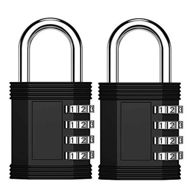 Imagem de ZHEGE Bloqueio de armário de academia com 4 dígitos para escola, quarto, armazenamento, portão, quintal, caixa de ferramentas (pacote com 2, preto)