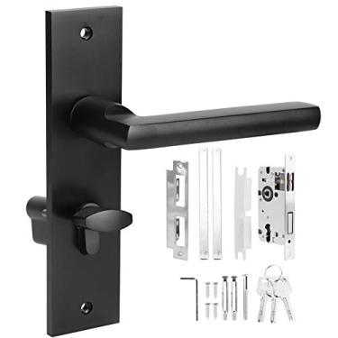 Imagem de Conjunto de maçanetas e fechaduras, conjunto de maçanetas de porta cilíndricas de liga de zinco ultra silencioso, trava simples, com 3 chaves para porta de madeira