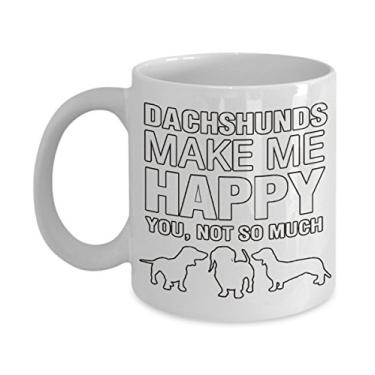 Imagem de Dachshunds make me happy - Caneca Dachshunds - Presentes para amantes de dachshunds