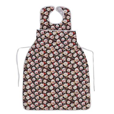 Imagem de ZJchao Babadores impermeáveis para adultos laváveis e reutilizáveis, grandes, alargados, reutilizáveis, impermeáveis e laváveis, para idosos e adultos (padrão de gato)