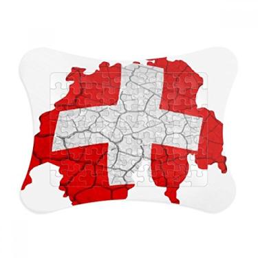 Imagem de Mapa da Suíça com estampa de bandeira abstrata moldura de quebra-cabeça decoração de imagem ornamento de jogo