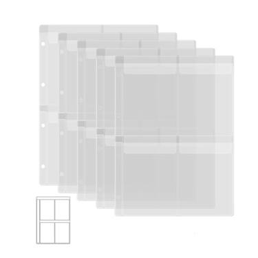Imagem de BAOFALI 20 peças de bolsos de plástico A4, 4 furos à prova d'água pastas de PVC saco de folhas soltas para orçamentos sacos de folhas soltas planejador inserir bolsas de fotos, documentos, carimbos e