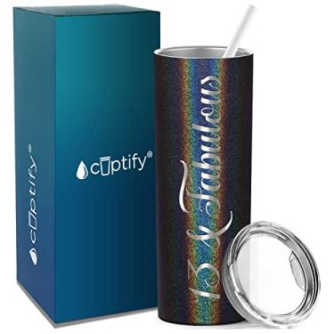 Imagem de 13 & Fabulous Presente de festa de aniversário para meninas de 13 anos em decorações pretas com glitter 590 ml copo skinny de aço inoxidável