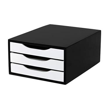 Imagem de Caixa de Arquivo 3 gavetas, Mdf. Black Piano C/Gaveta Branca - Souza & Cia (Ref: 3338)