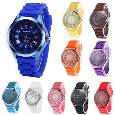 Imagem de CdyBox Relógios masculinos e femininos com pulseira de silicone sortidas em cores gelatinosas (pacote com 10)