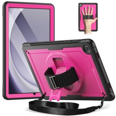Imagem de timecity Capa para Samsung Galaxy Tab A9 Plus 2023 27.9 cm SM-X210/X216/X218: com protetor de tela, suporte giratório 360, alça de mão, alça de ombro, capa protetora à prova de choque - rosa