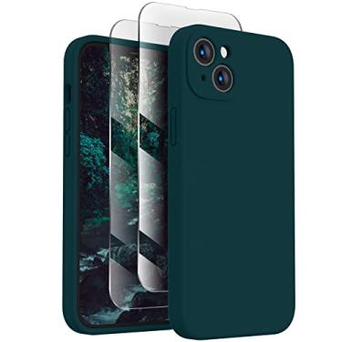 Imagem de FireNova Projetado para iPhone 13, capa de telefone de silicone atualizada [proteção da câmera] com [2 protetores de tela], forro de microfibra macio antiarranhões dentro, 15,5 cm, azul-petróleo