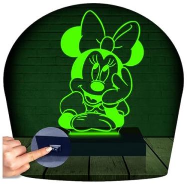 Imagem de Luminária Led 3d | Minnie Mickey Disney | Abajur Verde