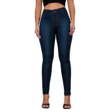 Imagem de Calça Jeans Feminina Skinny Confortavel Blue Dark Tendencia Bloqueira-Feminino
