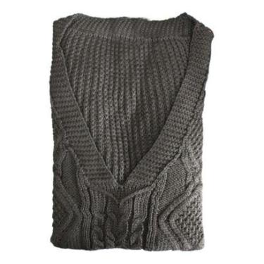 Imagem de Colete Plus Size Tricot Premium Grande Quentinho Inverno Top-Feminino