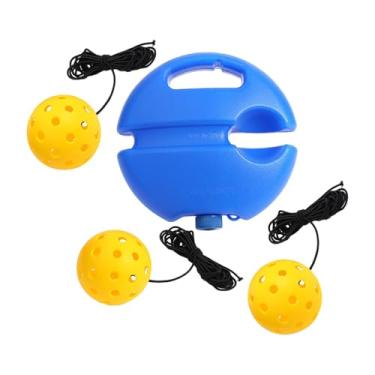 Imagem de Amagogo O Treinador de Pickleball Melhora a Velocidade com Bola de Pickleball Portátil com Alça Exercitadora Base de Treinamento de Pickleball para Crianças a, com 3 bolas amarelas