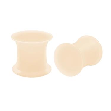 Imagem de 0G 0 gauge 8mm - Bege Silicone grau de implante Double Flare Flare Flesh Tunnels Tampoes auditivos Earlets AGAR - Expansores extensiveis de orelha Esticadores - Joalharia Pierced Body Piercing SI03 - Vendido como um par