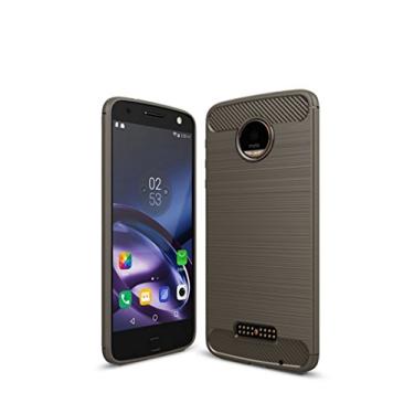 Imagem de Manyip Capa para Moto Z2 Play, capa de material de fibra de carbono TPU, capa ultrafina fina, antiderrapante, antiimpressões digitais, capa protetora simples e elegante para Moto Z2 Play