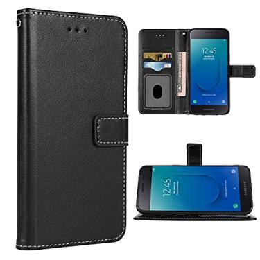 Imagem de FDCWTSH Compatível com Samsung Galaxy J2 Pure J2 Core J 2 Dash 2J Shine capa carteira alça de pulso capa flip suporte cartão capas para celular para J2Core J2Dash J2Pure J2Shine SM-J260A J260A Preto