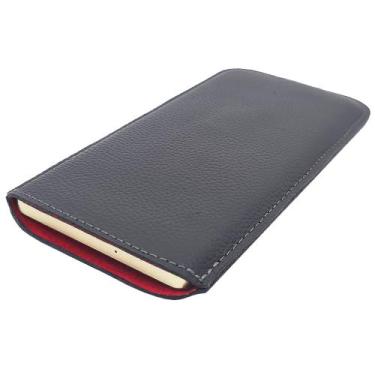 Imagem de Case Capinha Couro Legítimo C/ Forro Vermelho Para Calculadora Hp12c -