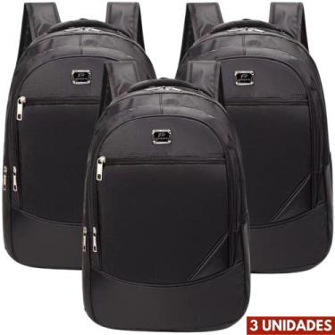 Imagem de Kit 3 Mochilas Bolsa Mala Resistente Notebook Multifuncional Trabalho 