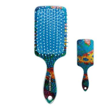 Imagem de Escova de Cabelos Raquete Estampa Camaleão - Marco Boni, Azul