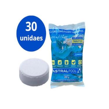 Imagem de Kit 30 Pastilhas Cloro Orgânico 200g Astralpool Piscina - SodramarASTR