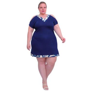 Imagem de Vestido Feminino Plus Size Confortável - WM, G1, Azul, Feminino