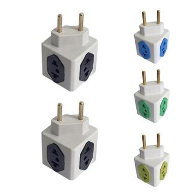 Imagem de Kit 5 Adaptador De Tomada Cubo 3D Benjamin 3 Pinos 10A - Bravo Tools, 