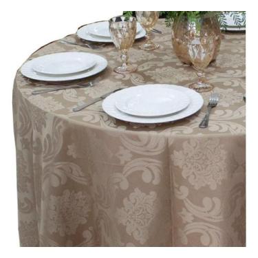 Imagem de Toalha de Mesa Redonda Jacquard Adamascado 2,20mts de Diâmetro Sala Ja