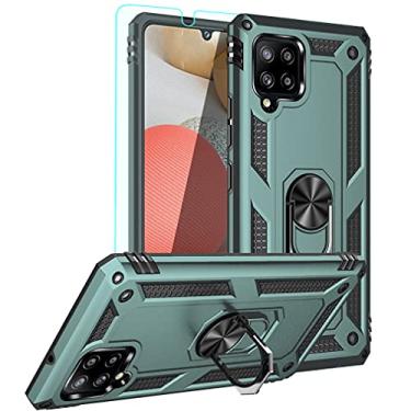 Imagem de YZOK Capa para Samsung Galaxy A42 5G, Case Protetora Híbrida de Policarbonato Rígido e TPU Macio com Suporte de Anel Giratório e Protetor de Tela HD (Verde Escuro)