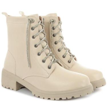 Imagem de Coturno Feminino Bota Tratorada Salto Baixo Confortável - OLZZY, Off w