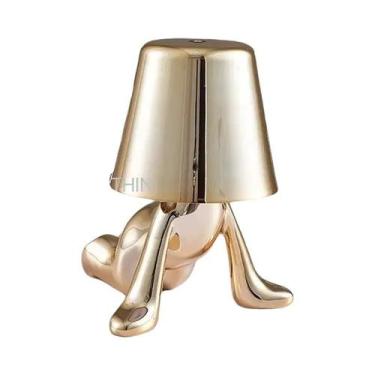 Imagem de Abajur de Mesa Dourado - Luminária de Cabeceira para Quarto, Sala e Re