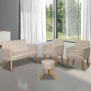 Imagem de Jogo 1 Namoradeira 2 Poltronas capitone com Puff para Recepção  Sala p