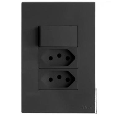 Imagem de Kit Interruptor Simples + Tomada Dupla 10A 4X2 Brs12278-5Gf