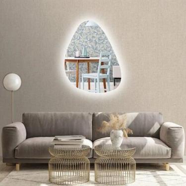 Imagem de Espelho orgânico decorativo iluminado com led frio 60x80cm - Woodglass