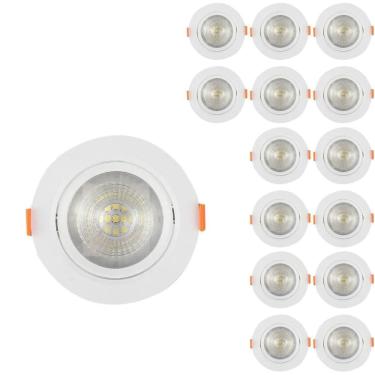 Imagem de Kit 15 Luminária Spot Led Redondo 5w Branco Quente Direcionável Embutir Bivolt 110/220 Forro Pvc Gesso Sala Quarto Cozinha Corredor Comercio