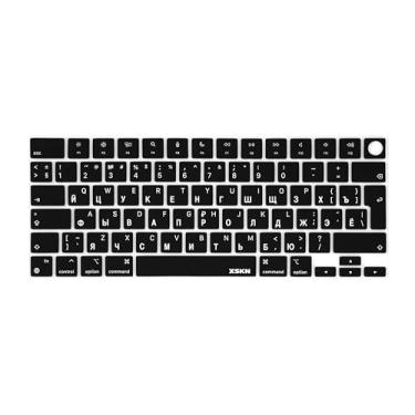 Imagem de XSKN Capa de silicone para teclado russo preto EU para 2021 e posteriores chip M2 M3 M4 MacBook Air 13.6 15,3 polegadas MacBook Pro 14.2 16.1 cm com Touch ID