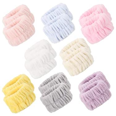 Imagem de BTYMS 16 Pçs Feminino Rosto Lavagem Pulseiras Microfibra Pulso Spa Lavagem Banda Toalhas de Pulso para Lavar O Rosto, Evitar Que A Água Escorra Pelos Braços