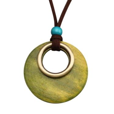 Imagem de Bjesinmo Colar de couro feminino longo boho pingente hippie colar boêmio corda de couro em camadas joias de madeira presentes, Couro sintético, Sem Pedra Preciosa