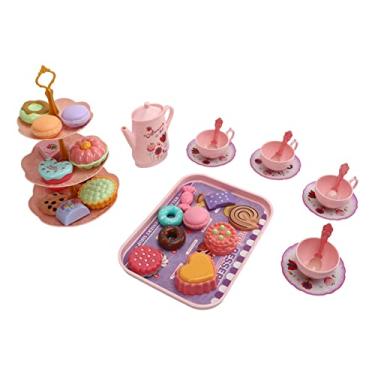 Imagem de Conjunto Infantil para Hora do chá da Tarde, Bandeja de Bule de Plástico de Alta Simulação, Pratos de Sobremesa, Brinquedos para Educação Infantil, Presentes para Meninas