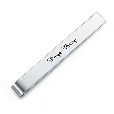 Imagem de HONEY BEAR Prendedor de gravata para casamento masculino tamanho normal presente 5,4 cm prata, aço inoxidável,