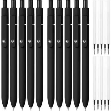 Imagem de Thenshop 20 canetas esferográficas retráteis de tinta de gel com refil de caneta preta de 0,5 mm, canetas de escrita suave, canetas fofas, de secagem rápida, ponta fina, caneta estética (20 peças, cor