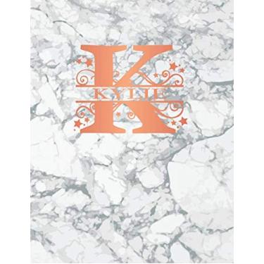 Imagem de Kylie: Personalized Dot Grid Bullet Notebook for Women or Girls. Monogram Initial K. White Marble & Rose Gold Cover. 8.5" x 11" 110 Pages Dotted Journal Diary Paper