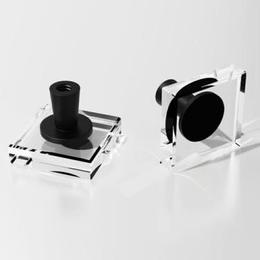 Imagem de Puxador de 8 armários escovados de cristal, puxadores de gaveta de armário de cozinha, base sólida, puxadores de ferragens para armário de armário, gavetas, puxadores quadrados, banheiro, quarto,