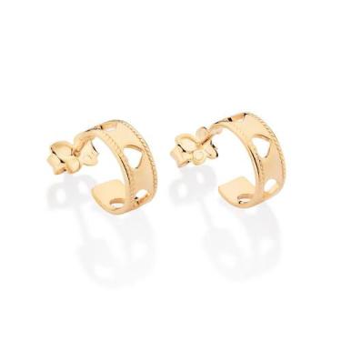 Imagem de Brinco Rommanel Banhado Ouro Argola Com Corações Catálogo 527418