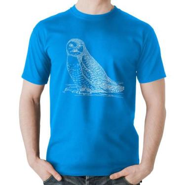 Imagem de Camiseta Algodão Coruja Traços - Foca na Moda, Azul, P